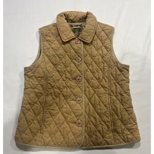 LL Bean Quilted Vest Womens Sp Tan Vintage Insulated